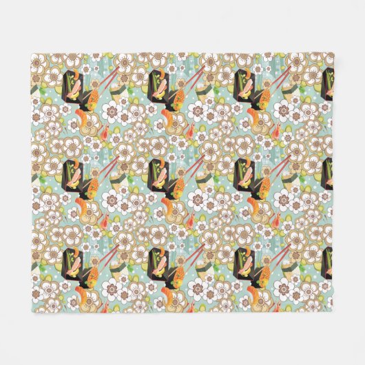 Japanische Nahrung: Sushi-Muster 4 Fleecedecke (Vorderseite (Horizontal))