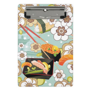 Japanische Nahrung: Sushi-Muster 4 Mini Klemmbrett