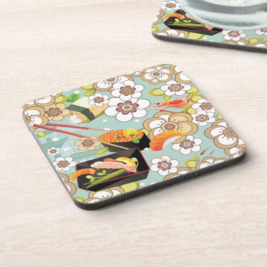 Japanische Nahrung: Sushi-Muster 4 Untersetzer (Linke Seite)