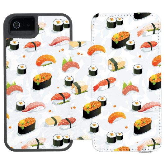Japanische Nahrung: Sushi-Muster Incipio iPhone Geldbeutel-Hülle (Folio Geöffnet)