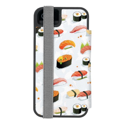 Japanische Nahrung: Sushi-Muster Incipio iPhone Geldbeutel-Hülle (Folio Rückseite)