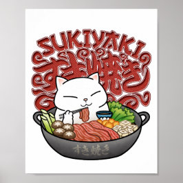 Japanische Nahrungssukiyaki-Katze Poster