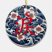 Japanische Nami (Wave) Keramik Ornament (Vorne)