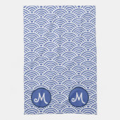 Japanische Nami Wave Muster und Monogram Geschirrtuch (Vertikal)