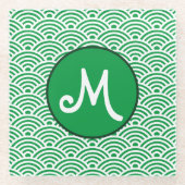 Japanische Nami Wave Muster und Monogram Glasuntersetzer (Vorderseite)