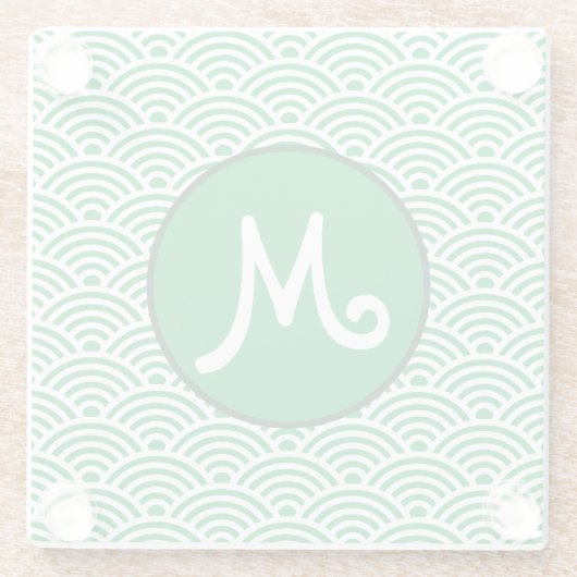 Japanische Nami Wave Muster und Monogram Glasuntersetzer (Rückseite)