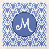 Japanische Nami Wave Muster und Monogram Glasuntersetzer (Vorderseite)