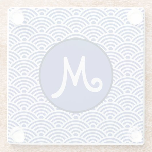 Japanische Nami Wave Muster und Monogram Glasuntersetzer (Rückseite)