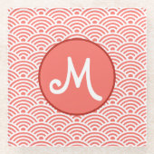 Japanische Nami Wave Muster und Monogram Glasuntersetzer (Vorderseite)