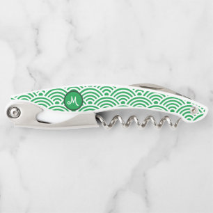 Japanische Nami Wave Muster und Monogram Kellnermesser