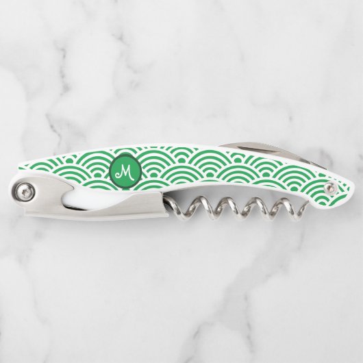 Japanische Nami Wave Muster und Monogram Kellnermesser (Vorderseite)