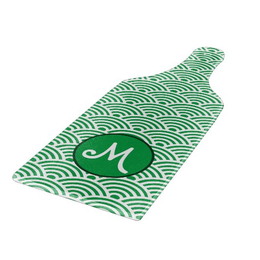 Japanische Nami Wave Muster und Monogram Schneidebrett (Ecke)
