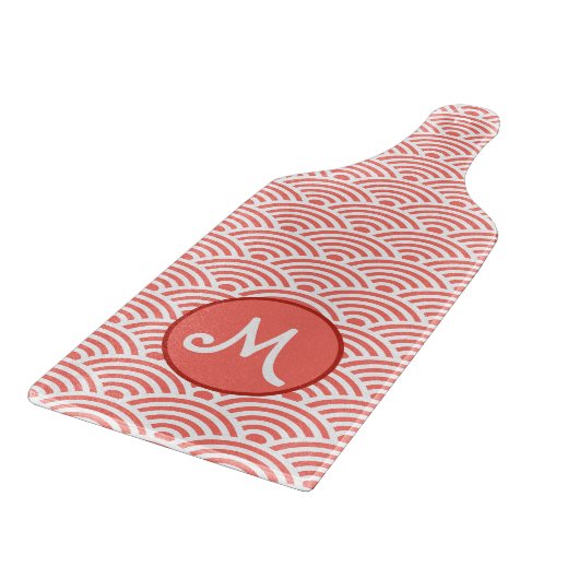 Japanische Nami Wave Muster und Monogram Schneidebrett (Ecke)