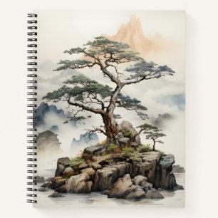 Japanische Natur Bonsai Tree Art Design Notizblock