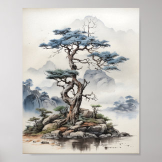 Japanische Natur Bonsai Tree Kunstmuseum Poster