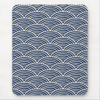 Japanische Navy Blue Ocean Waves Mousepad