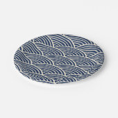 Japanische Navy Blue Ocean Waves Pappteller (Schrägansicht)