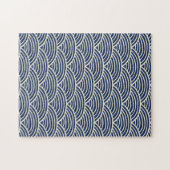 Japanische Navy Blue Ocean Waves Puzzle (Horizontal)