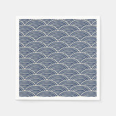 Japanische Navy Blue Ocean Waves Serviette (Vorderseite)