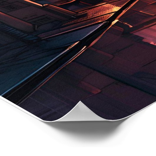 Japanische Neon Street Illustration Poster (Ecke)