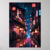 Japanische Neon Street Illustration Poster (Vorne)