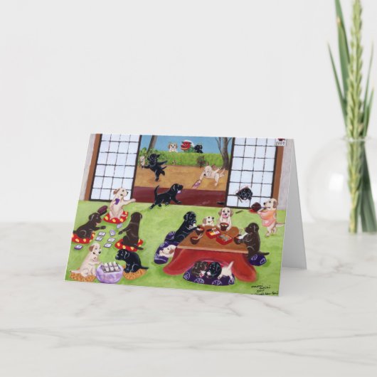 Japanische Neujahrsarbeitskräfte Feiertagskarte (Vorderseite)