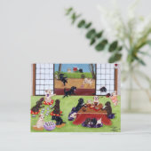 Japanische Neujahrsarbeitskräfte Feiertagspostkarte (Stehend Vorderseite)