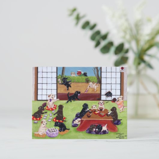 Japanische Neujahrsarbeitskräfte Feiertagspostkarte (Stehend Vorderseite)