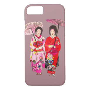 Japanische niedliche Geisha-Kunst mit rosa Kimono Case-Mate iPhone Hülle