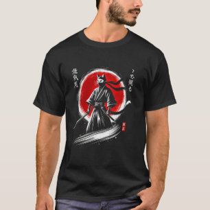 Japanische Ninja-Katze Samurai Japan Krieger Mutte T-Shirt