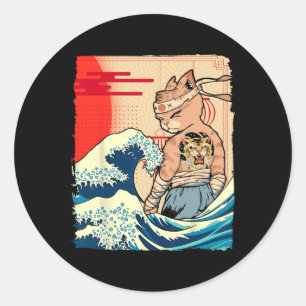Japanische Ninja-Kunst und japanisches Karate Runder Aufkleber