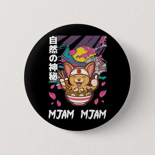Japanische Noodles Manga Ramen und Anime Lover Button (Vorderseite)