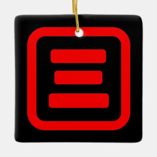 Japanische Nummer drei 三 【San】 Kanji Keramikornament (Vorderseite)