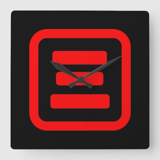 Japanische Nummer drei 三 【San】 Kanji Quadratische Wanduhr (Vorderseite)