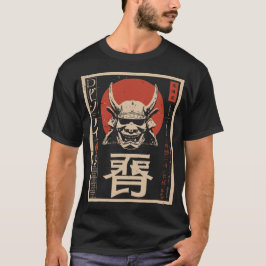 Japanische Oni Demon Mask Red Sun Art T-Shirt