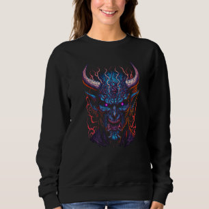 Japanische Oni-Maske Dämonengesicht Totenkopf Teuf Sweatshirt