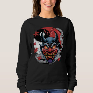 Japanische Oni Maske mit Yin-Yang und Ahorn-Blätte Sweatshirt