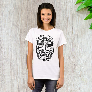 Japanische Oni-Maske Tribal-Dämon Linienkunst T-Shirt
