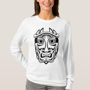 Japanische Oni-Maske Tribal-Dämon Linienkunst T-Shirt