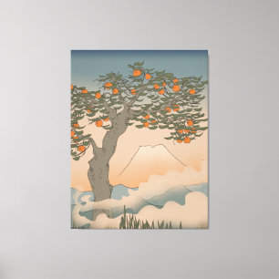 Japanische Orangenbaum im Nebel Leinwanddruck