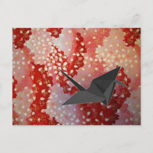 Japanische Origami-Kran Rosa Sakura Kirschblüte Postkarte
