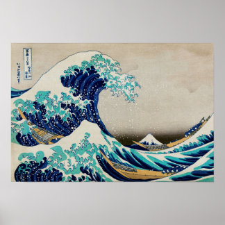 Japanische Ozeanwellen Ästhetische Strandwaves Äst Poster