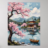 Japanische Pagode am See Poster (Vorne)