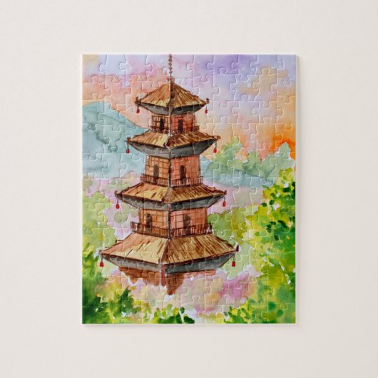 Japanische Pagode im Frühjahr Puzzle (Vertikal)