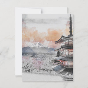 Japanische Pagode und Fuji Postkarte