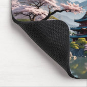 Japanische Pagoden und Kirschblüten Mousepad (Ecke)