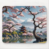 Japanische Pagoden und Kirschblüten Mousepad (Vorne)