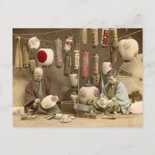 Japanische Papierlaternenhersteller, Vintage-Foto Postkarte