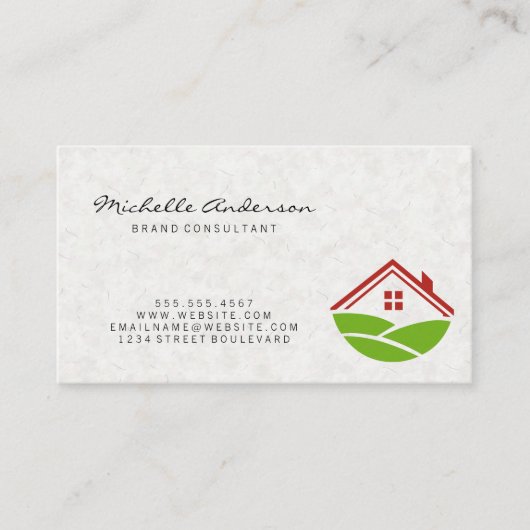 Japanische Papiertextur | Zuhause-Symbol Visitenkarte (Vorderseite)