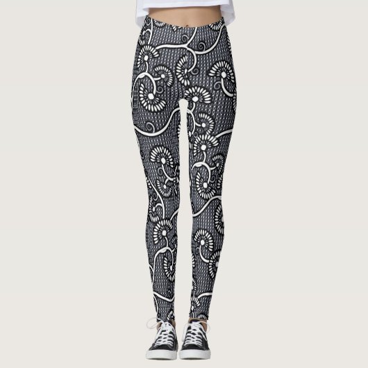 JAPANISCHE PATTER SCHWARZ UND WEISSE Leggings (Vorderseite)